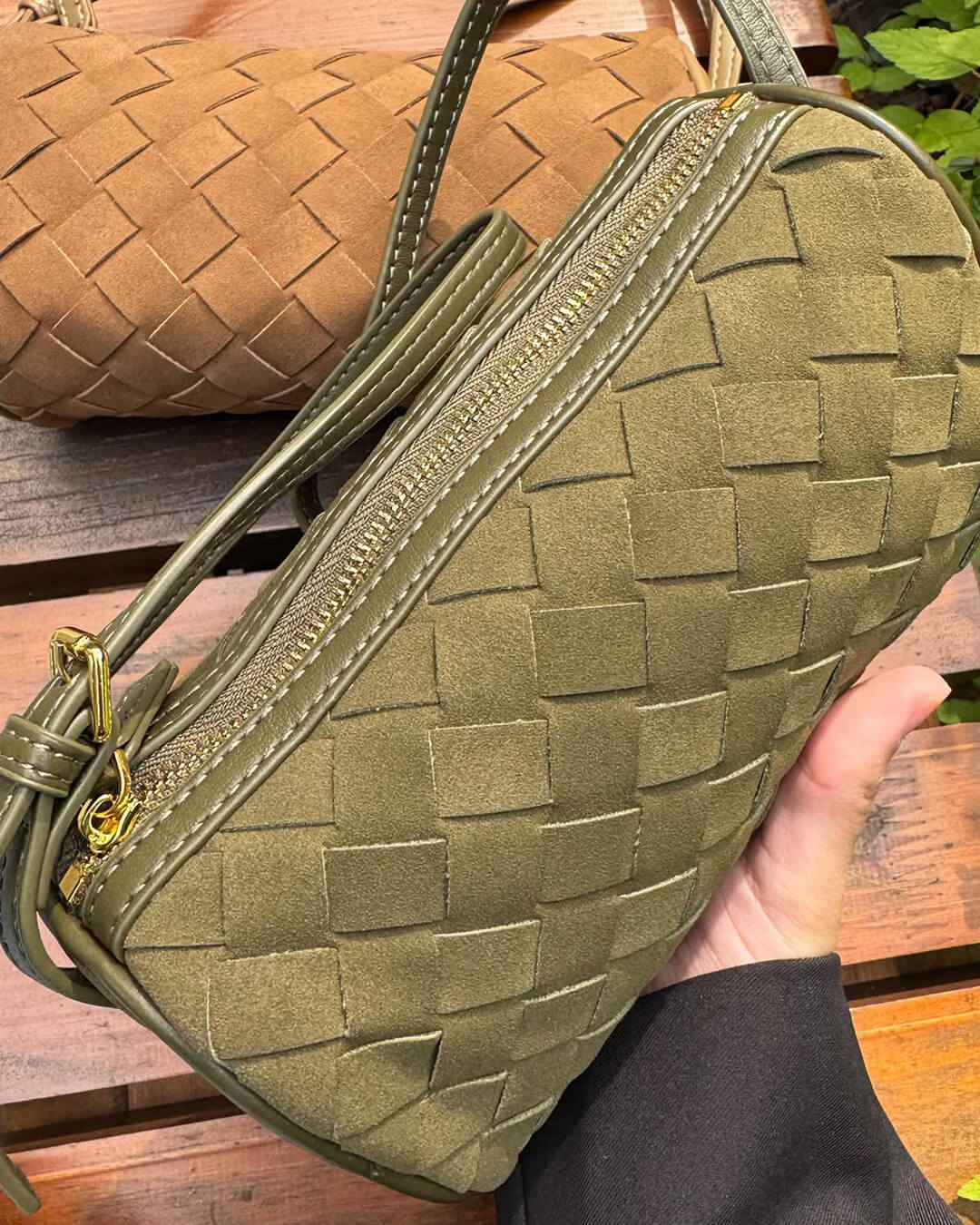 Jessica Woven Suede Bag